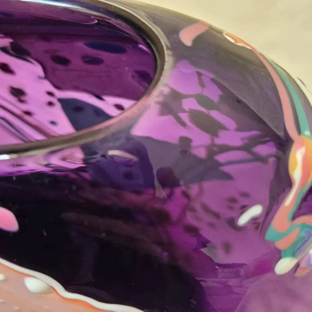 Vtg Stephen Nelson Amethyst Studio Glass 1991 Abstract Blown Vase Signed